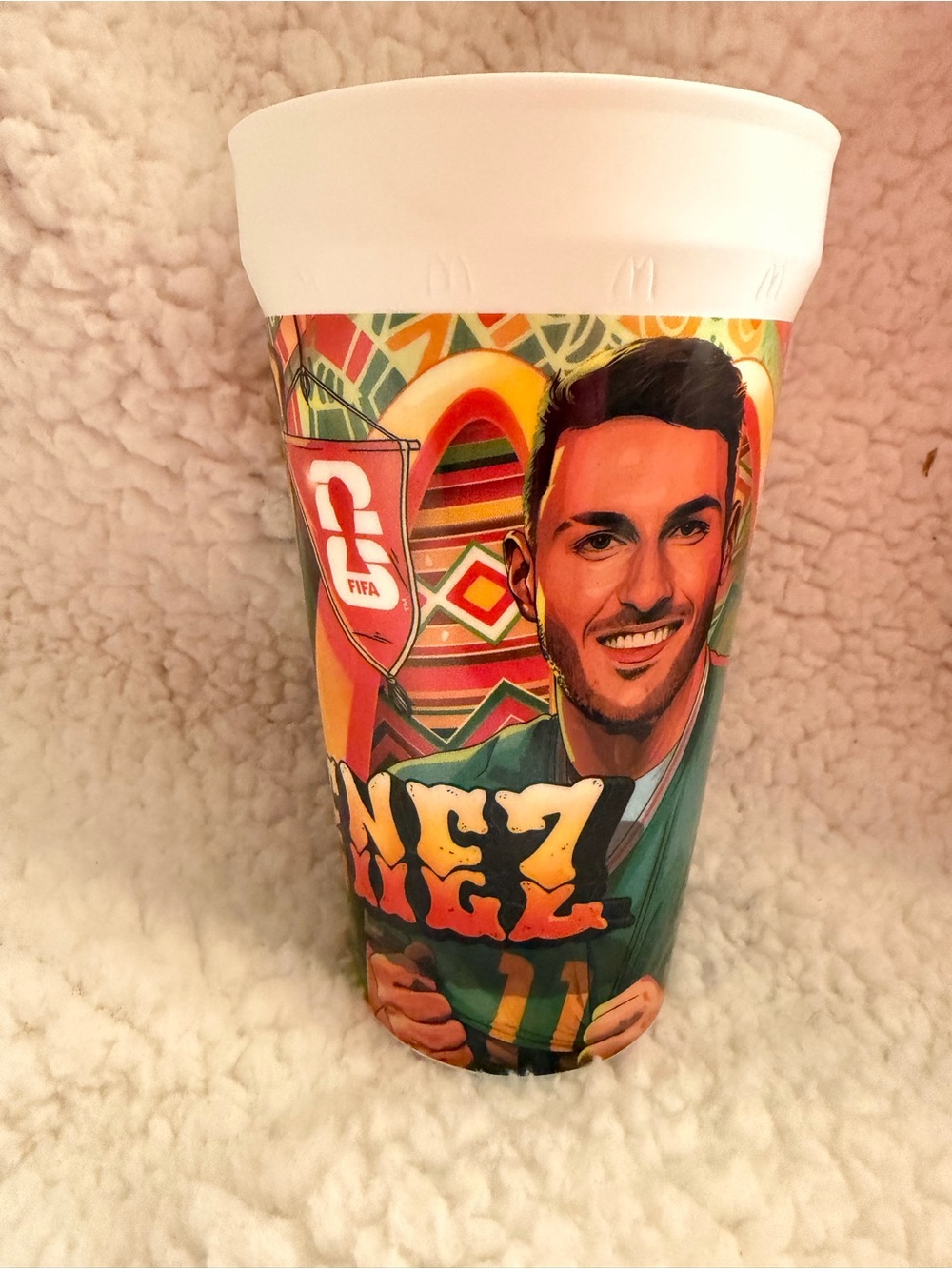 Soccer Multicolor Cup with White Rim Mexico Fifa world cup26 Santiago Gimenez